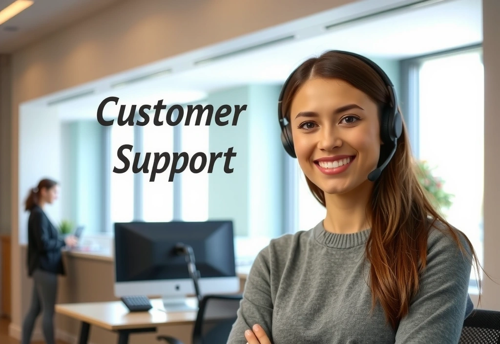 Imagine cu o femeie zâmbitoare care vorbește la telefon, reprezentând suportul clienților