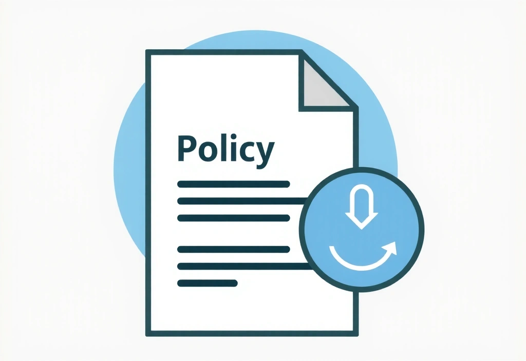 O pictogramă a unei pagini cu un semn de actualizare, simbolizând modificările politicii