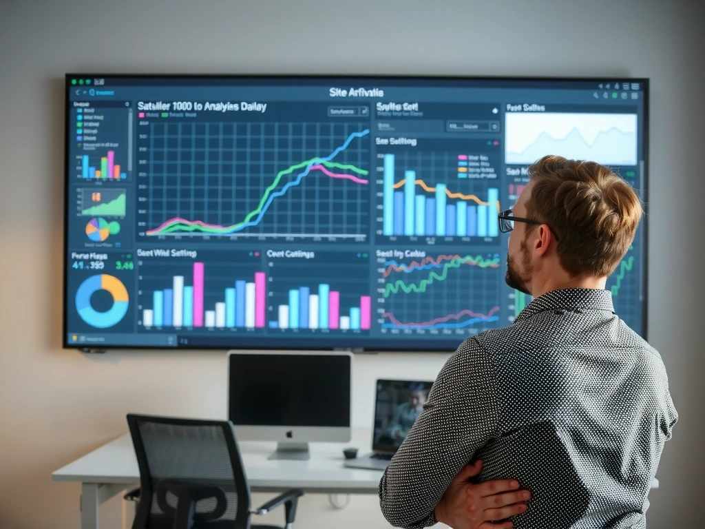 O persoană care analizează date pe un ecran mare, simbolizând utilizarea responsabilă a informațiilor