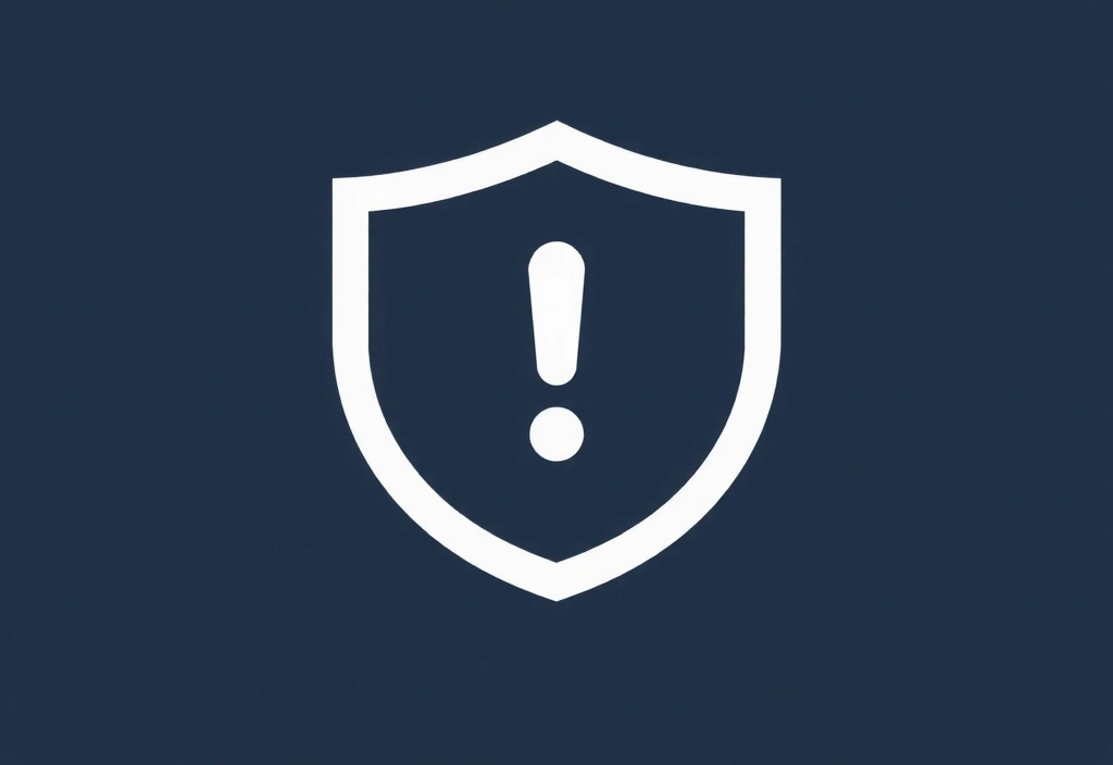 Simbol scut cu semn de exclamare, reprezentând exonerarea de răspundere