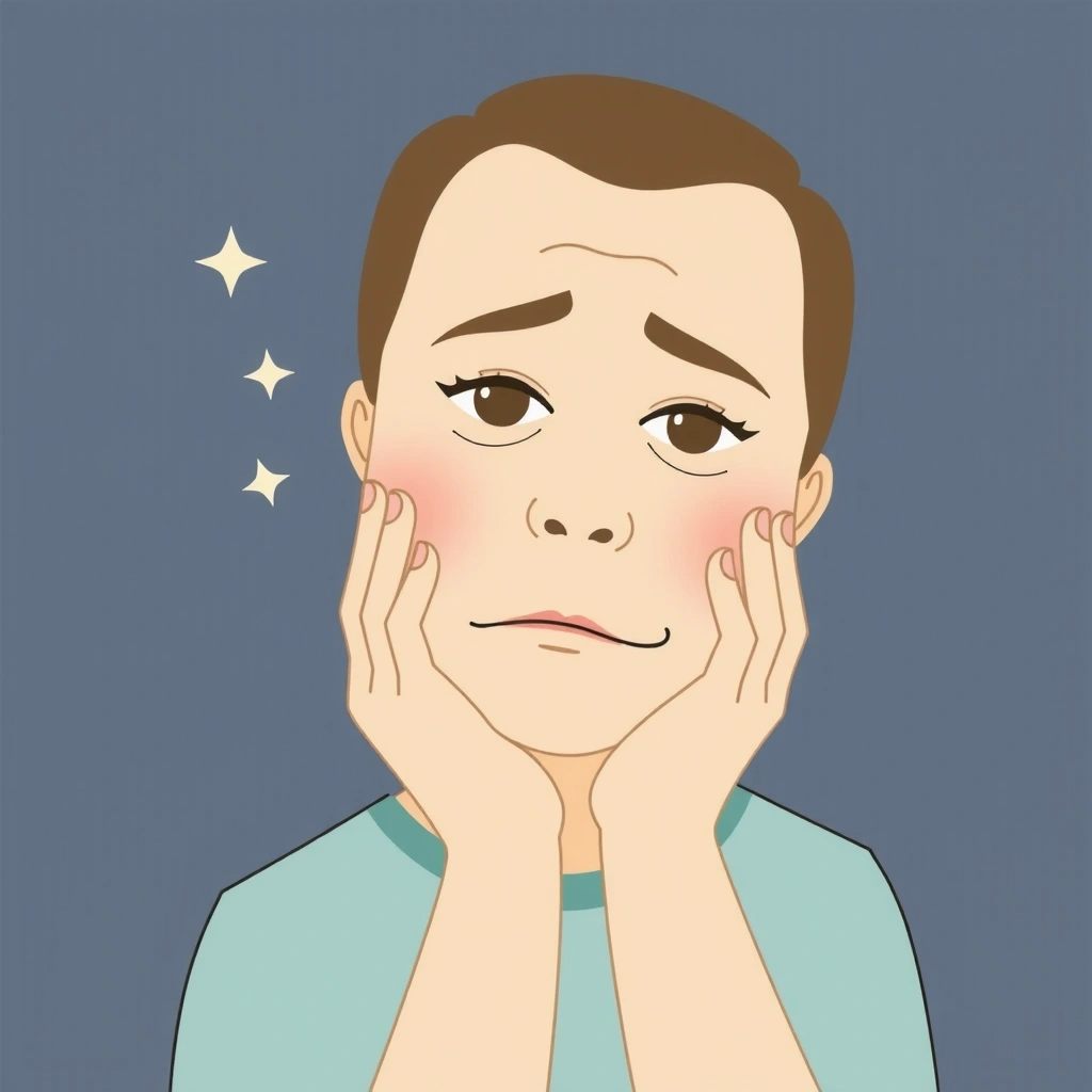 O persoană obosită, cu ochii căzuți, simbolizând oboseala și lipsa de energie.