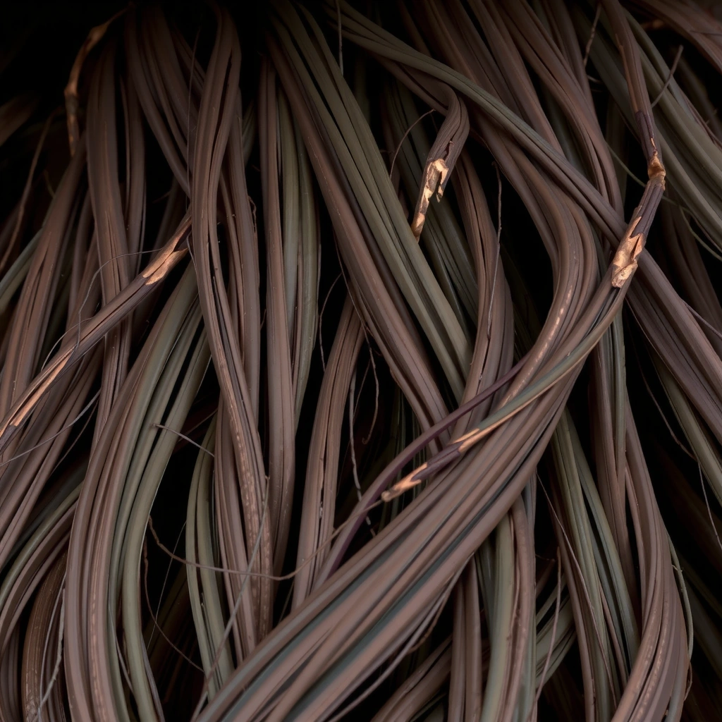 Păr uscat și fragil, cu vârfuri despicate, simbolizând părul deteriorat.